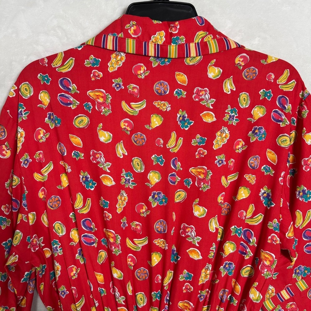 NWT Vintage Boho Fruit Print Jumpsuit 8 Wide Leg Novelty Tropical Resort Romper - Picture 16 of 16